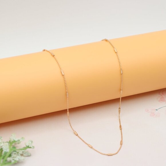 "Rose Gold Plated Beaded Necklace with Adjustable Chain, XPNL0200 - Picture 9 of 13